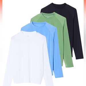 Rashguard UV Protection Set of Four Shirts in White, Blue, Green, and Black 2XL